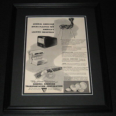 1949 General American Plastics ORIGINAL Framed Advertisement 11x14 