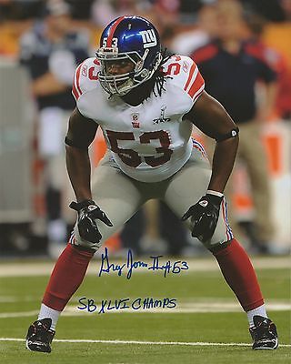 Greg Jones Signed 8x10 Photo Giants SB XLVI Champs Inscription